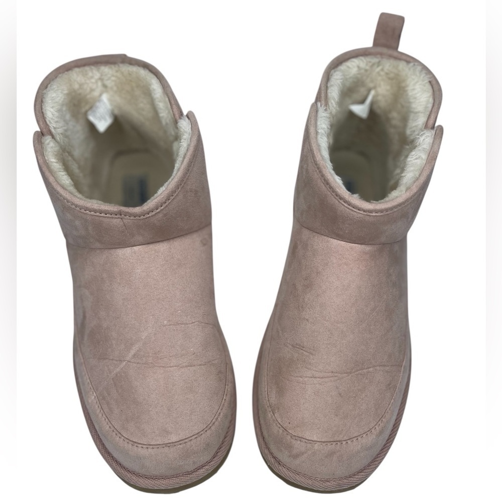 Old Navy Pink Faux Suede Sherpa Lined Ankle Boots Winter Cozy
